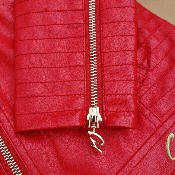 NEW GUESS Dana Faux-Leather Moto Jacket SZ 10 - Picture 4 of 7